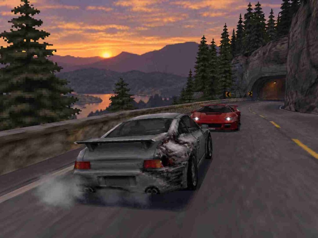 Need for Speed High Stakes sports car racing with visible damage